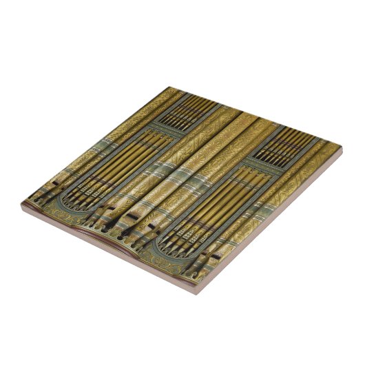 Organen - geverfde groene en goudpijpen tegeltje (Zijkant)