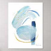 Organic Abstract Moderne Waterverf Navy Blue Gold Folie Afdrukken (Voorkant)