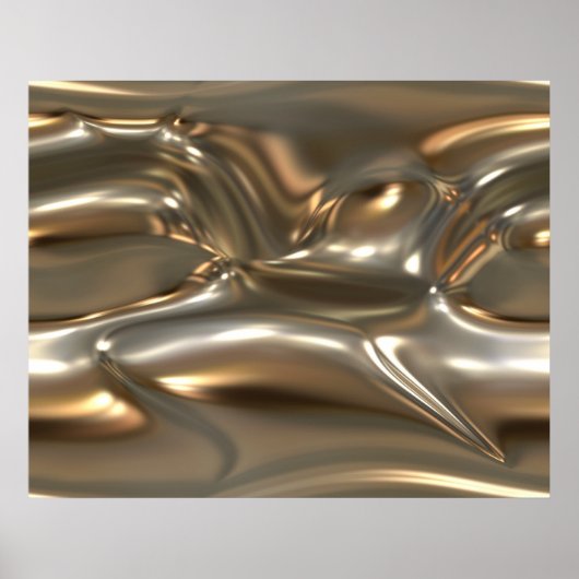 Organic Art Molten Metal Sheet Gold en Silver Poster (Voorkant)
