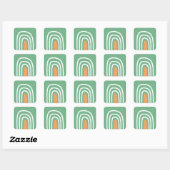 Organic art rainbow line art sage green  vierkante sticker (Vel)