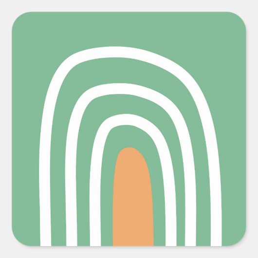 Organic art rainbow line art sage green  vierkante sticker (Voorkant)