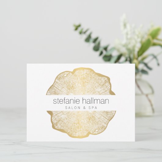 Organic Beauty Gold Tree Rings Salon Gift Kaart (Staand voorkant)