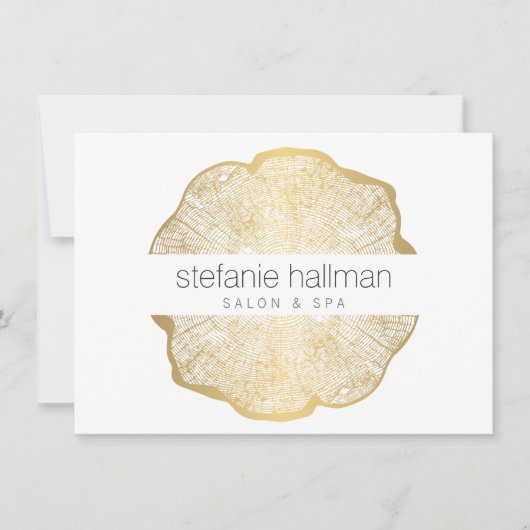 Organic Beauty Gold Tree Rings Salon Gift Kaart (Voorkant)