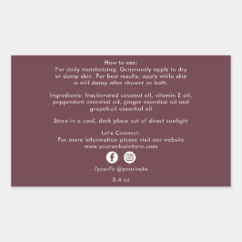Organic Beauty Product Ingredients Burgundy Rechthoekige Sticker