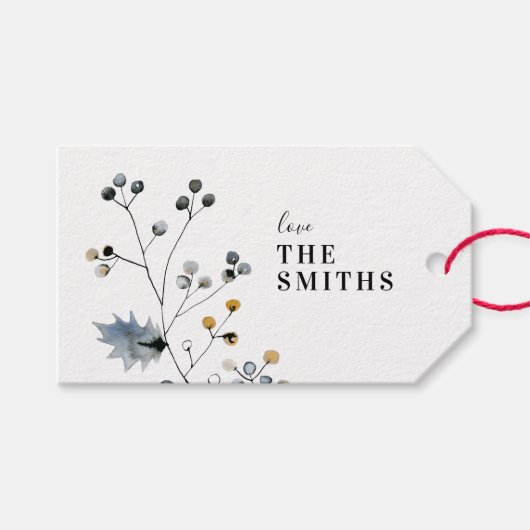 Organic Berry Kerstfeestay Cadeaulabel (Voorkant (Horizontaal))