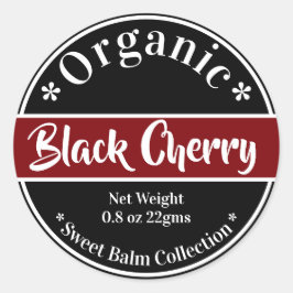 Organic Black Cherry Sweet Lip Balm Collectie Ronde Sticker