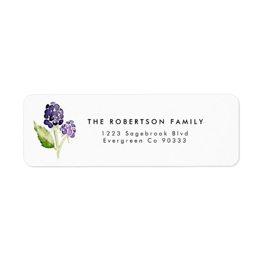 Organic Blackberry Duo Waterverf Address Label (Voorkant)