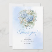 Organic Blue Hydrangea Eucalyptus thank you card Bedankkaart (Voorkant)