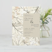Organic Blush Flax Mocha Waterverf Invitation Kaart (Staand voorkant)