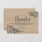 Organic bruiloft Hartelijk dank You card rustige d Informatiekaartje (Voorkant / Achterkant)
