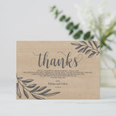 Organic bruiloft Hartelijk dank You card rustige d Informatiekaartje (Staand voorkant)