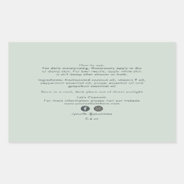 Organic Business Beauty Product Ingredients Green Rechthoekige Sticker