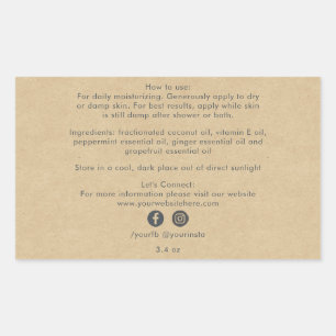 Organic Business Beauty Product Ingredients Kraft Rechthoekige Sticker