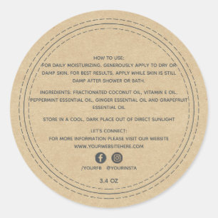 Organic Business Beauty Product Ingredients Kraft Ronde Sticker