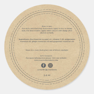 Organic Business Beauty Product Ingredients Kraft Ronde Sticker
