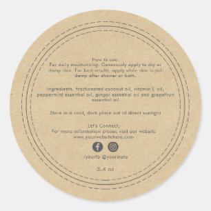 Organic Business Beauty Product Ingredients Kraft Ronde Sticker