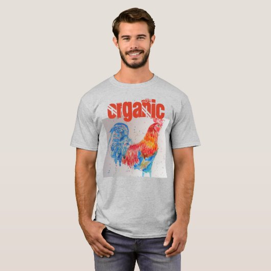 Organic Chicken Waterverf Red Rooster T Shirt (Voorkant volledig)
