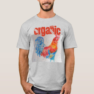 Organic Chicken Waterverf Red Rooster T Shirt