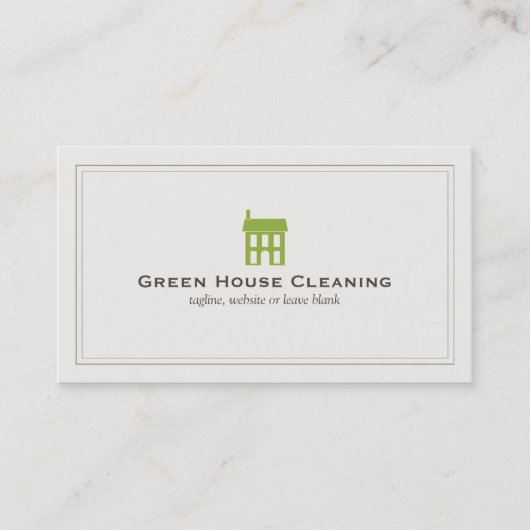 Organic Cleaning Services Green House Logo Visitekaartje (Voorkant)