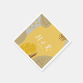 Organic Collage Monstera Wedding Earth Tone Yellow Servet (Hoek)