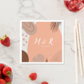 Organic Collage Monstera Wedding Logo Earth Tone Servet (Insitu)