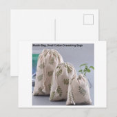 Organic Cotton Muslin Bag, Cotton Tea Bag, Pouch Briefkaart (Voorkant / Achterkant)