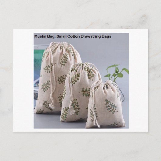 Organic Cotton Muslin Bag, Cotton Tea Bag, Pouch Briefkaart (Voorkant)