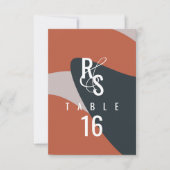 Organic Dark Terracotta Blue Blush Seating Wedding Kaart (Voorkant)