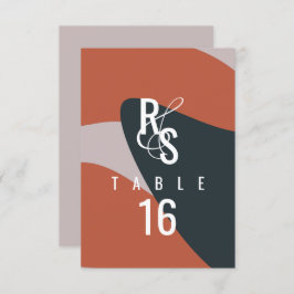 Organic Dark Terracotta Blue Blush Seating Wedding Kaart