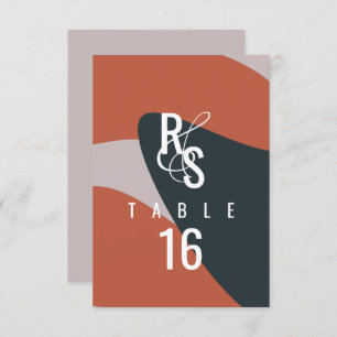 Organic Dark Terracotta Blue Blush Seating Wedding Kaart