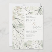 Organic Dusty Sage Khaki Floral Invitation Kaart (Voorkant)