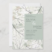 Organic Dusty Sage Khaki Floral Invitation Kaart (Voorkant)