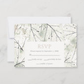 Organic Dusty Sage Khaki Floral RSVP Card (Voorkant)