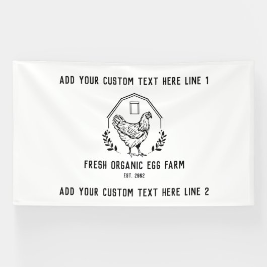 Organic Egg Boerderij Farmhouse Rustic Chicken Spandoek (Horizontaal)