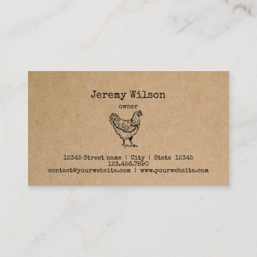 Organic Egg Boerderij Farmhouse Rustic Chicken Visitekaartje (Achterkant)