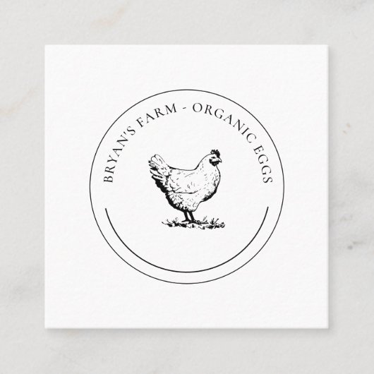 Organic Eggs Chicken Vierkante Visitekaartje (Voorkant)