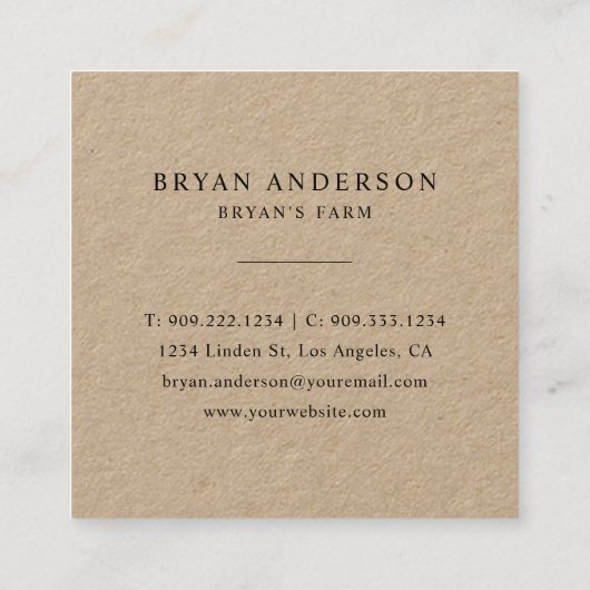 Organic Eggs Premium Kraft Vierkante Visitekaartje (Achterkant)