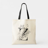Organic farmhouse letter Z floral monogrammed Tote Bag (Achterkant)