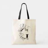 Organic floral handrawn Letter G monogramed Tote Bag (Achterkant)
