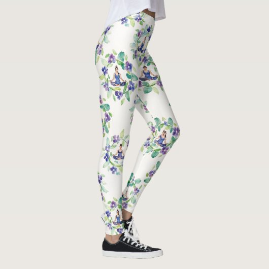 Organic Floral Mandalas Seamless Pattern Leggings (Rechts)
