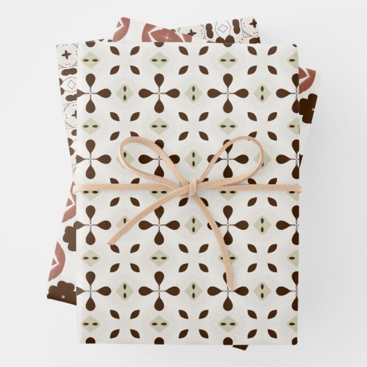 Organic Florals Wrapping Paper Flat Sheet Set of 3 (In situ)