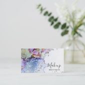 *~* Organic Flow Waterverf Abstract Glitter Blauw Visitekaartje (Staand voorkant)