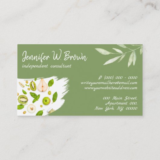 Organic Food Healthy Nutrition Detox Vegan Bakery Visitekaartje (Achterkant)