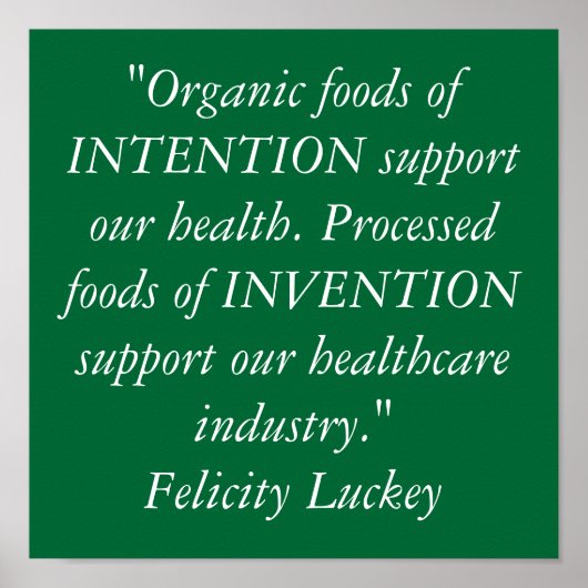 Organic Foods tegen Verwerkte voedingsmiddelen Poster (Voorkant)