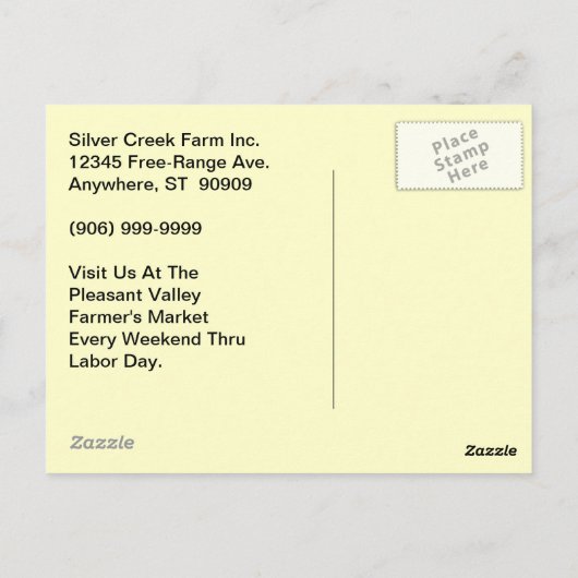 Organic Free Range Eggs Market BRIEFKAART (Achterkant)