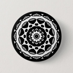 Organic Geometry 010 - Black on White Ronde Button 5,7 Cm