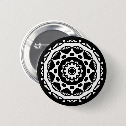 Organic Geometry 010 - Black on White Ronde Button 5,7 Cm (Voorkant /achterkant)