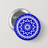 Organic Geometry 010 - Royal Blue on White Ronde Button 5,7 Cm (Voorkant /achterkant)