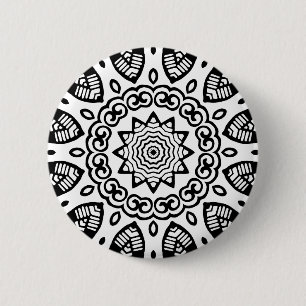 Organic Geometry 013 - Black on White Ronde Button 5,7 Cm