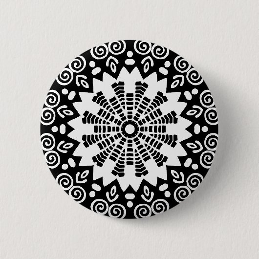 Organic Geometry 014 - White on Black Ronde Button 5,7 Cm (Voorkant)